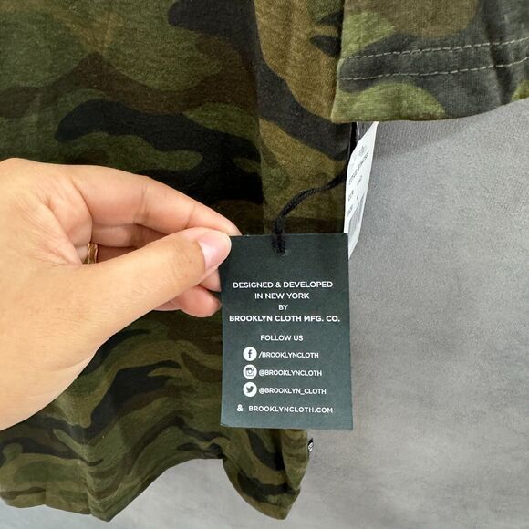 Camo Short Sleeve Hoodie Womens Medium Brooklyn‎ Cloth Green Pullover Streetwear - Picture 6 of 13
